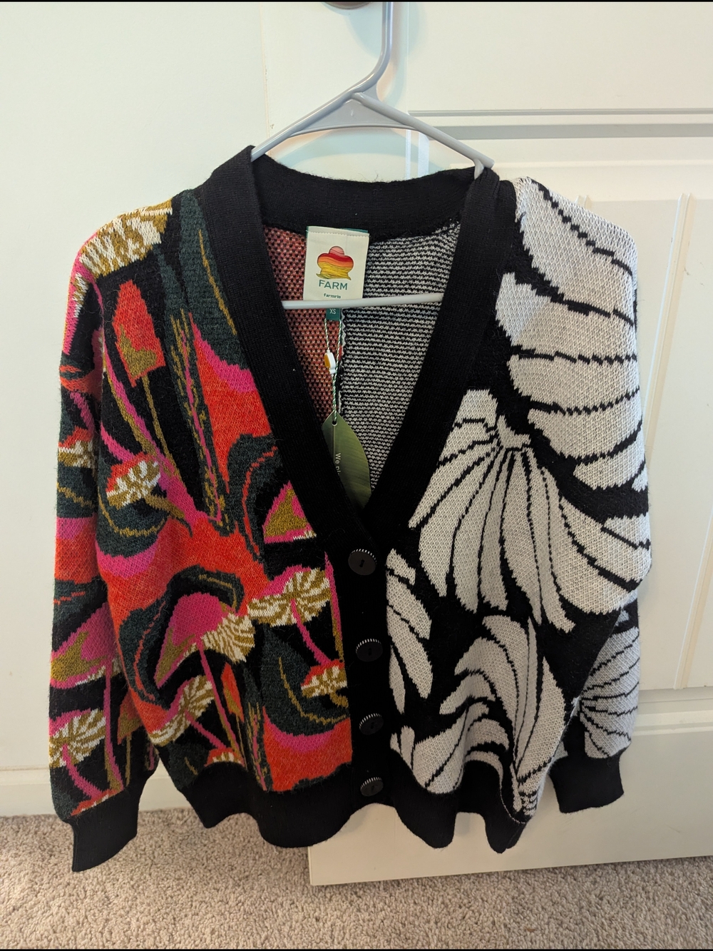 FARM Rio Floral Contrast Button-Up Cardigan - Multicolor